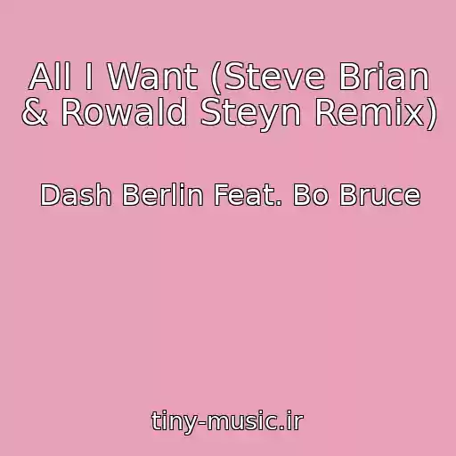 کاور آهنگ All I Want (Steve Brian & Rowald Steyn Remix) از Dash Berlin Feat. Bo Bruce