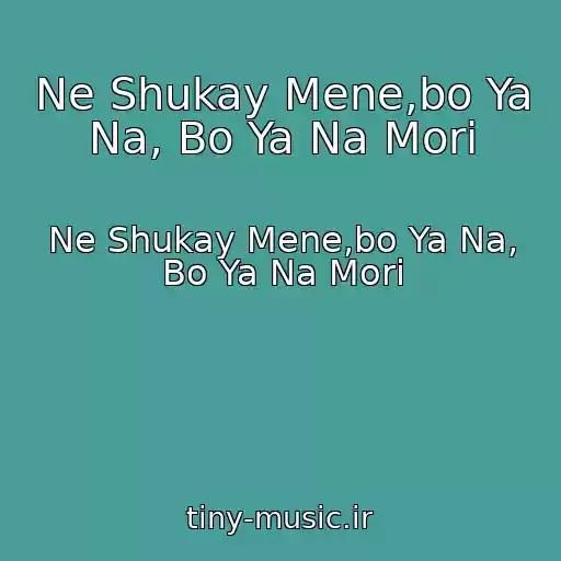 کاور آهنگ Ne Shukay Mene,bo Ya Na, Bo Ya Na Morі از Ne Shukay Mene,bo Ya Na, Bo Ya Na Morі