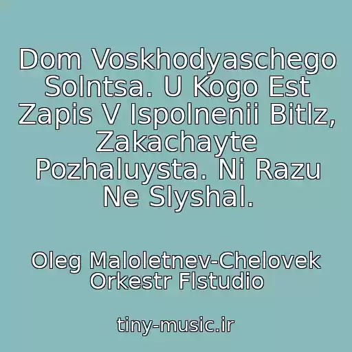 کاور آهنگ Dom Voskhodyaschego Solntsa. U Kogo Est Zapis V Ispolnenii Bitlz, Zakachayte Pozhaluysta. Ni Razu Ne Slyshal. از Oleg Maloletnev-Chelovek Orkestr Flstudio