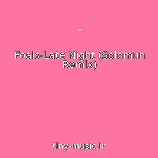 کاور آهنگ . از Foals-Late Night (Solomun Remix)