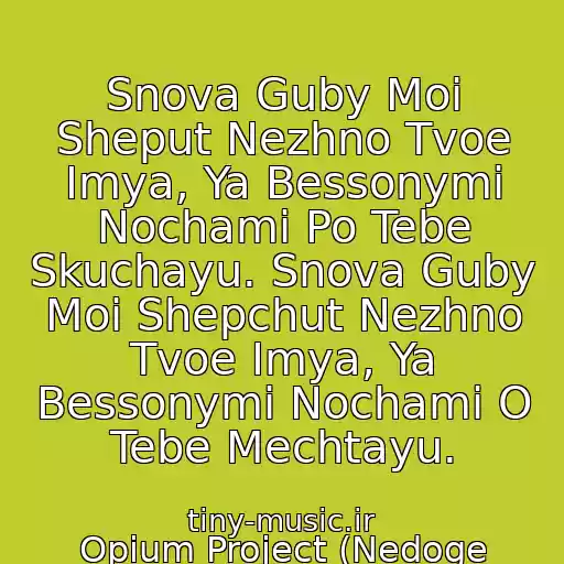 کاور آهنگ Snova Guby Moi Sheput Nezhno Tvoe Imya, Ya Bessonymi Nochami Po Tebe Skuchayu. Snova Guby Moi Shepchut Nezhno Tvoe Imya, Ya Bessonymi Nochami O Tebe Mechtayu. از Opium Project (Nedoge Version)