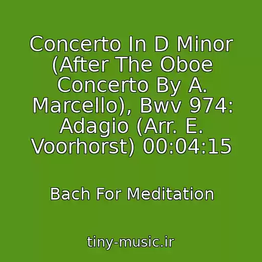 کاور آهنگ Concerto In D Minor (After The Oboe Concerto By A. Marcello), Bwv 974: Adagio (Arr. E. Voorhorst) 00:04:15 از Bach For Meditation