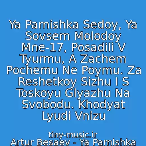 کاور آهنگ Ya Parnishka Sedoy, Ya Sovsem Molodoy Mne-17, Posadili V Tyurmu, A Zachem Pochemu Ne Poymu. Za Reshetkoy Sizhu I S Toskoyu Glyazhu Na Svobodu. Khodyat Lyudi Vnizu از Artur Besaev - Ya Parnishka Sedoy