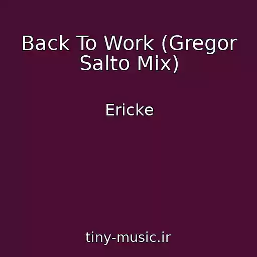 کاور آهنگ Back To Work (Gregor Salto Mix) از Ericke