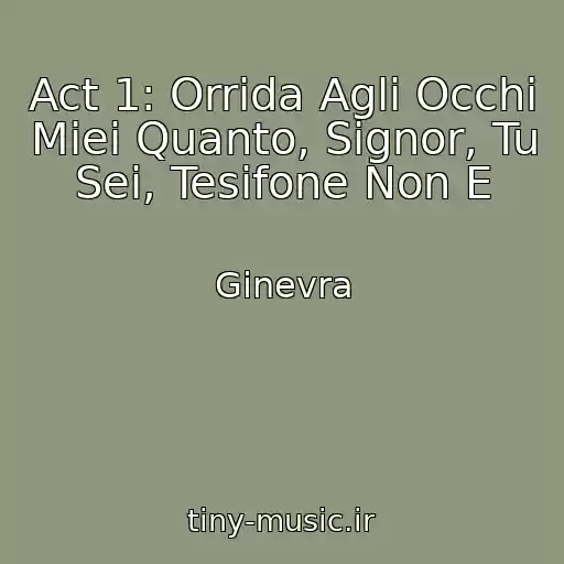 کاور آهنگ Act 1: Orrida Agli Occhi Miei Quanto, Signor, Tu Sei, Tesifone Non E از Ginevra