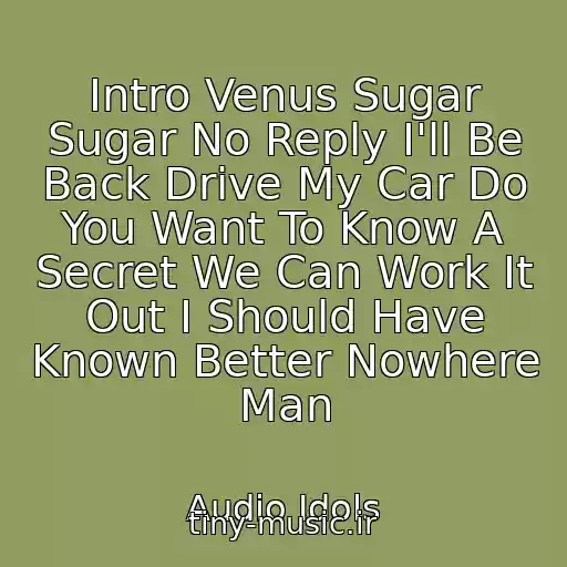 کاور آهنگ Intro Venus Sugar Sugar No Reply I'll Be Back Drive My Car Do You Want To Know A Secret We Can Work It Out I Should Have Known Better Nowhere Man از Audio Idols