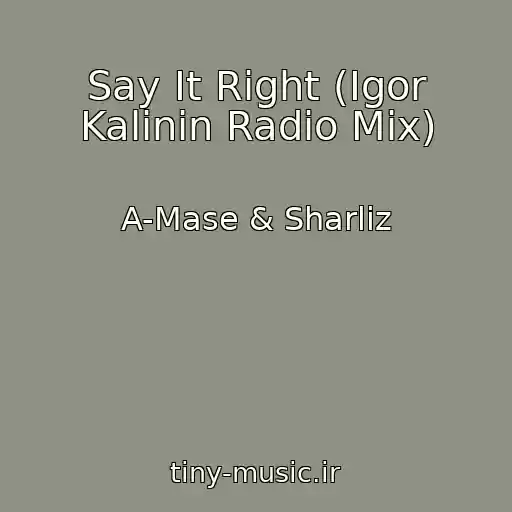 کاور آهنگ Say It Right (Igor Kalinin Radio Mix) از A-Mase & Sharliz