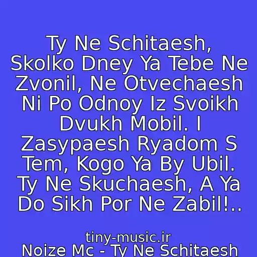 کاور آهنگ Ty Ne Schitaesh, Skolko Dney Ya Tebe Ne Zvonil, Ne Otvechaesh Ni Po Odnoy Iz Svoikh Dvukh Mobil. I Zasypaesh Ryadom S Tem, Kogo Ya By Ubil. Ty Ne Skuchaesh, A Ya Do Sikh Por Ne Zabil!.. از Noize Mc - Ty Ne Schitaesh