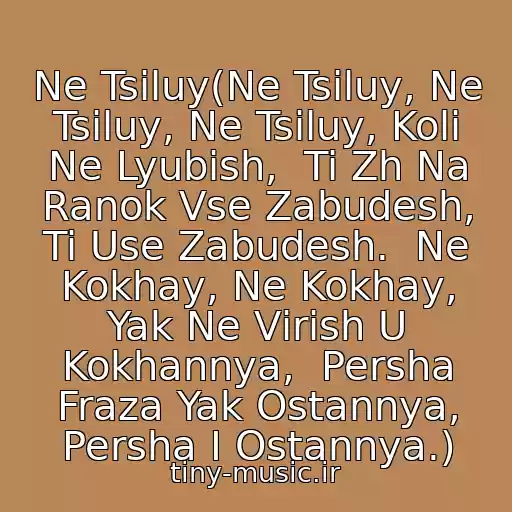 کاور آهنگ Ne Tsіluy(Ne Tsіluy, Ne Tsіluy, Ne Tsіluy, Koli Ne Lyubish,  Ti Zh Na Ranok Vse Zabudesh, Ti Use Zabudesh.  Ne Kokhay, Ne Kokhay, Yak Ne Vіrish U Kokhannya,  Persha Fraza Yak Ostannya, Persha І Ostannya.) از Tіk Ta Іrina Bіlik