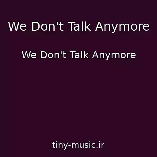 کاور آهنگ We Don't Talk Anymore از We Don't Talk Anymore