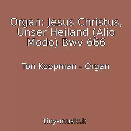 کاور آهنگ Organ: Jesus Christus, Unser Heiland (Alio Modo) Bwv 666 از Ton Koopman - Organ