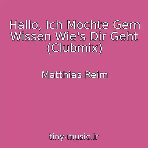 کاور آهنگ Hallo, Ich Mochte Gern Wissen Wie's Dir Geht (Clubmix) از Matthias Reim