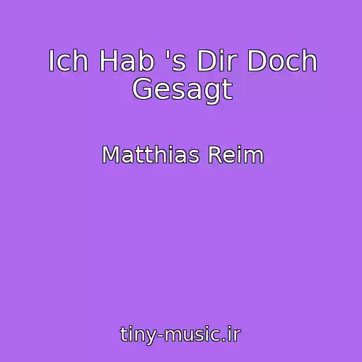 کاور آهنگ Ich Hab 's Dir Doch Gesagt از Matthias Reim