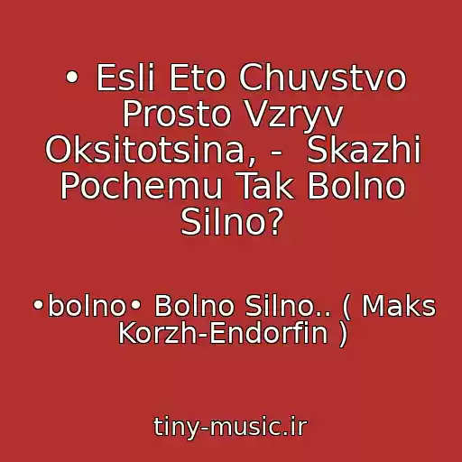 کاور آهنگ • Esli Eto Chuvstvo Prosto Vzryv Oksitotsina, -  Skazhi Pochemu Tak Bolno Silno? از •bolno• Bolno Silno.. ( Maks Korzh-Endorfin )