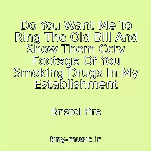 کاور آهنگ Do You Want Me To Ring The Old Bill And Show Them Cctv Footage Of You Smoking Drugs In My Establishment از Bristol Fire