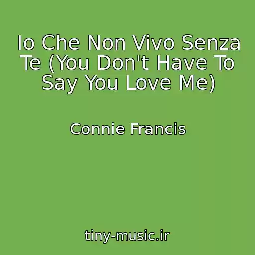 کاور آهنگ Io Che Non Vivo Senza Te (You Don't Have To Say You Love Me) از Connie Francis