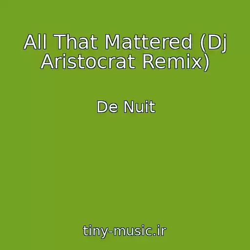 کاور آهنگ All That Mattered (Dj Aristocrat Remix) از De Nuit