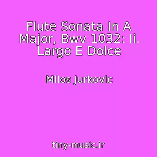 کاور آهنگ Flute Sonata In A Major, Bwv 1032: Ii. Largo E Dolce از Milos Jurkovic