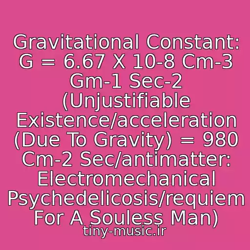 کاور آهنگ Gravitational Constant: G = 6.67 X 10-8 Cm-3 Gm-1 Sec-2 (Unjustifiable Existence/acceleration (Due To Gravity) = 980 Cm-2 Sec/antimatter: Electromechanical Psychedelicosis/requiem For A Souless Man) از Type O Negative