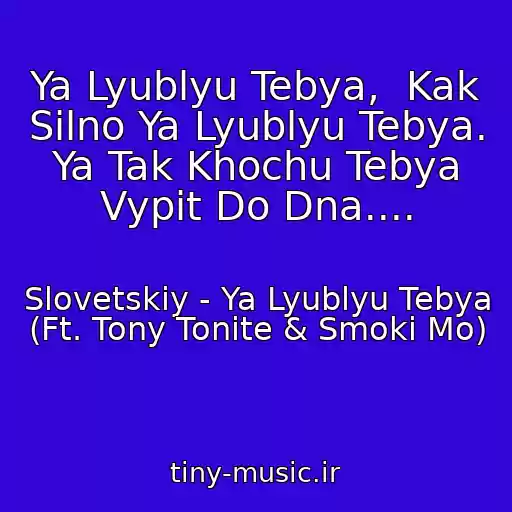 کاور آهنگ Ya Lyublyu Tebya,  Kak Silno Ya Lyublyu Tebya. Ya Tak Khochu Tebya Vypit Do Dna.... از Slovetskiy - Ya Lyublyu Tebya (Ft. Tony Tonite & Smoki Mo)