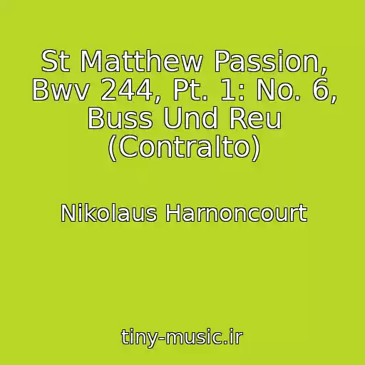 کاور آهنگ St Matthew Passion, Bwv 244, Pt. 1: No. 6, Buss Und Reu (Contralto) از Nikolaus Harnoncourt