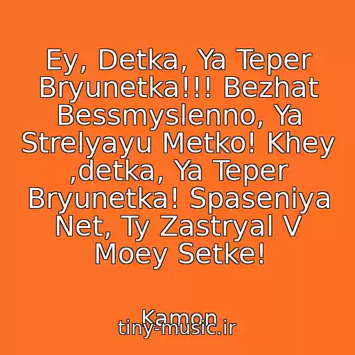 کاور آهنگ Ey, Detka, Ya Teper Bryunetka!!! Bezhat Bessmyslenno, Ya Strelyayu Metko! Khey ,detka, Ya Teper Bryunetka! Spaseniya Net, Ty Zastryal V Moey Setke! از Kamon