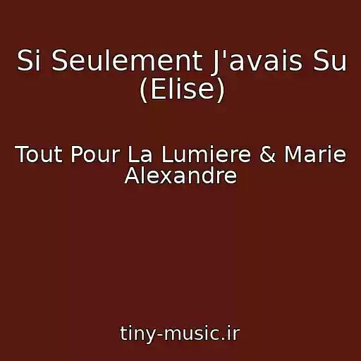 کاور آهنگ Si Seulement J'avais Su (Elise) از Tout Pour La Lumiere & Marie Alexandre
