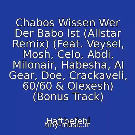 کاور آهنگ Chabos Wissen Wer Der Babo Ist (Allstar Remix) (Feat. Veysel, Mosh, Celo, Abdi, Milonair, Habesha, Al Gear, Doe, Crackaveli, 60/60 & Olexesh) (Bonus Track) از Haftbefehl