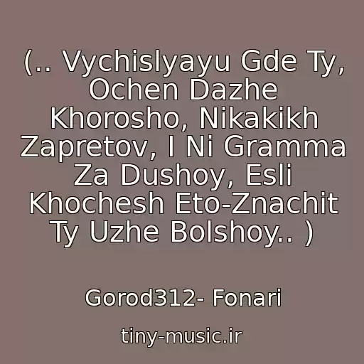 کاور آهنگ (.. Vychislyayu Gde Ty, Ochen Dazhe Khorosho, Nikakikh Zapretov, I Ni Gramma Za Dushoy, Esli Khochesh Eto-Znachit Ty Uzhe Bolshoy.. ) از Gorod312- Fonari