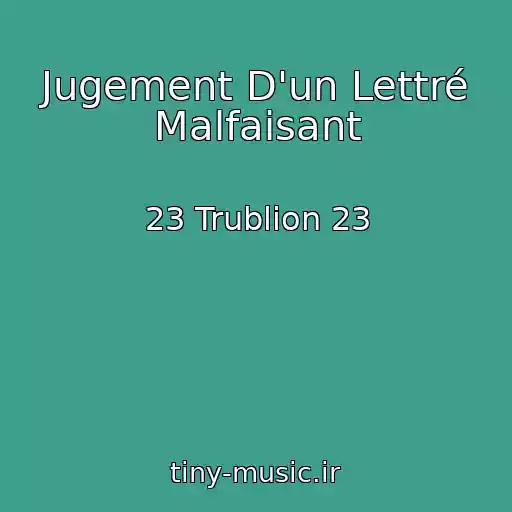 کاور آهنگ Jugement D'un Lettré Malfaisant از 23 Trublion 23