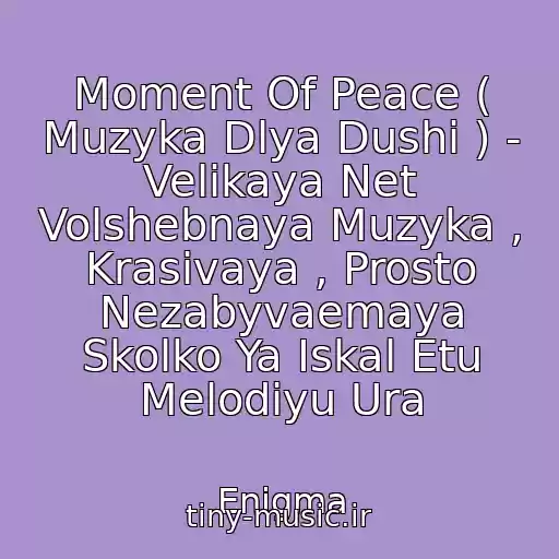 کاور آهنگ Moment Of Peace ( Muzyka Dlya Dushi ) - Velikaya Net Volshebnaya Muzyka , Krasivaya , Prosto Nezabyvaemaya Skolko Ya Iskal Etu Melodiyu Ura از Enigma