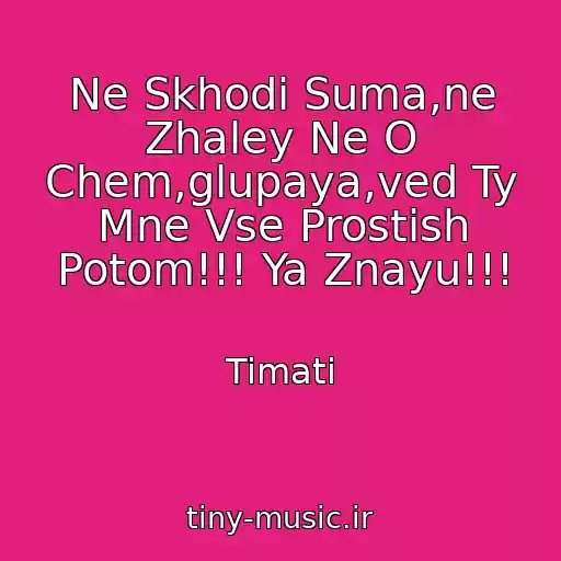 کاور آهنگ Ne Skhodi Suma,ne Zhaley Ne O Chem,glupaya,ved Ty Mne Vse Prostish Potom!!! Ya Znayu!!! از Timati