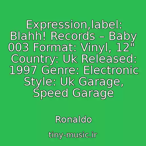 کاور آهنگ Expression,label: Blahh! Records – Baby 003 Format: Vinyl, 12"  Country: Uk Released: 1997 Genre: Electronic Style: Uk Garage, Speed Garage از Ronaldo
