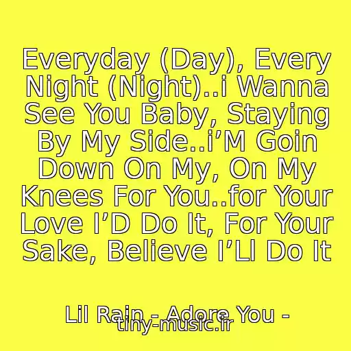 کاور آهنگ Everyday (Day), Every Night (Night)..i Wanna See You Baby, Staying By My Side..i’M Goin Down On My, On My Knees For You..for Your Love I’D Do It, For Your Sake, Believe I’Ll Do It از Lil Rain - Adore You -