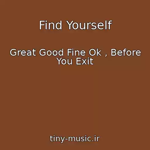 کاور آهنگ Find Yourself از Great Good Fine Ok , Before You Exit