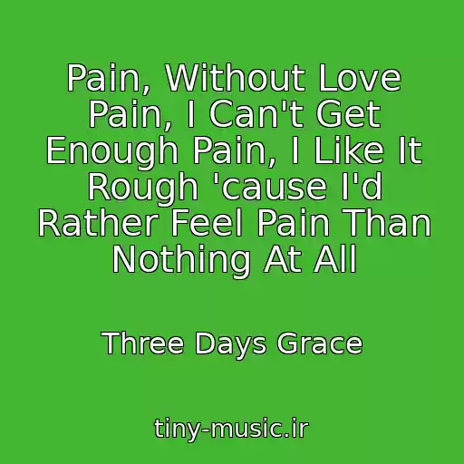 کاور آهنگ Pain, Without Love Pain, I Can't Get Enough Pain, I Like It Rough 'cause I'd Rather Feel Pain Than Nothing At All از Three Days Grace