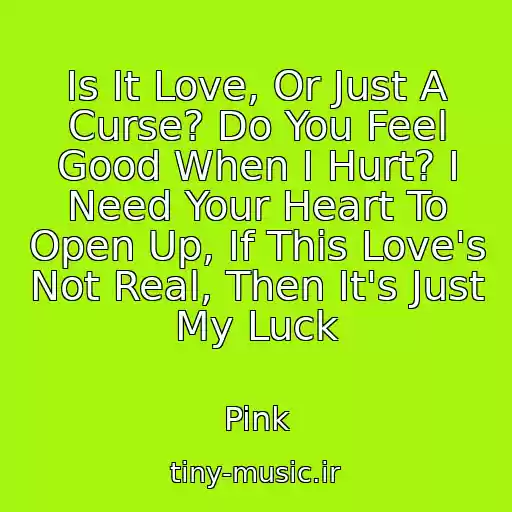 کاور آهنگ Is It Love, Or Just A Curse? Do You Feel Good When I Hurt? I Need Your Heart To Open Up, If This Love's Not Real, Then It's Just My Luck از Pink