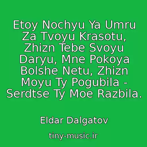 کاور آهنگ Etoy Nochyu Ya Umru Za Tvoyu Krasotu, Zhizn Tebe Svoyu Daryu, Mne Pokoya Bolshe Netu, Zhizn Moyu Ty Pogubila - Serdtse Ty Moe Razbila. از Eldar Dalgatov