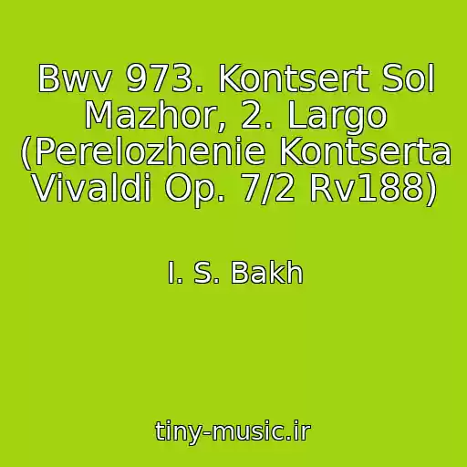 کاور آهنگ Bwv 973. Kontsert Sol Mazhor, 2. Largo (Perelozhenie Kontserta Vivaldi Op. 7/2 Rv188) از I. S. Bakh