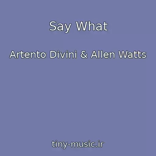 کاور آهنگ Say What از Artento Divini & Allen Watts