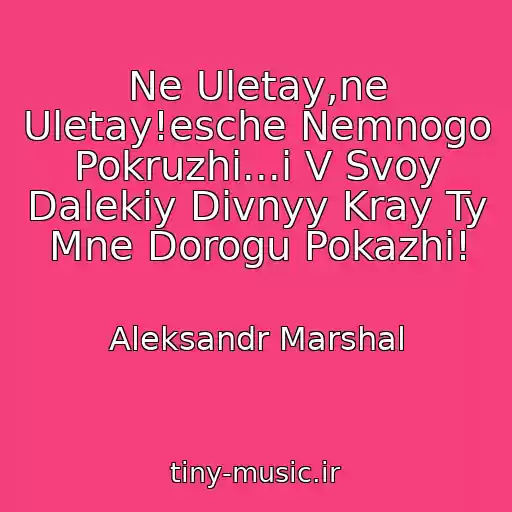 کاور آهنگ Ne Uletay,ne Uletay!esche Nemnogo Pokruzhi...i V Svoy Dalekiy Divnyy Kray Ty Mne Dorogu Pokazhi! از Aleksandr Marshal