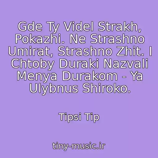 کاور آهنگ Gde Ty Videl Strakh, Pokazhi. Ne Strashno Umirat, Strashno Zhit. I Chtoby Duraki Nazvali Menya Durakom - Ya Ulybnus Shiroko. از Tipsi Tip