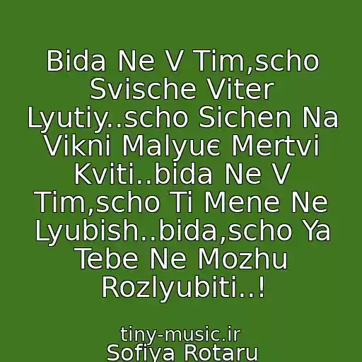 کاور آهنگ Bіda Ne V Tіm,scho Svische Vіter Lyutiy..scho Sіchen Na Vіknі Malyuє Mertvі Kvіti..bіda Ne V Tіm,scho Ti Mene Ne Lyubish..bіda,scho Ya Tebe Ne Mozhu Rozlyubiti..! از Sofiya Rotaru