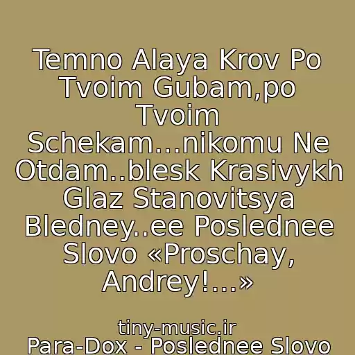 کاور آهنگ Temno Alaya Krov Po Tvoim Gubam,po Tvoim Schekam…nikomu Ne Otdam..blesk Krasivykh Glaz Stanovitsya Bledney..ee Poslednee Slovo «Proschay, Andrey!...» از Para-Dox - Poslednee Slovo