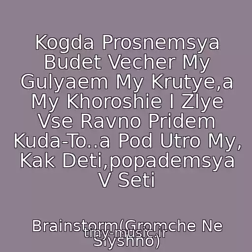 کاور آهنگ Kogda Prosnemsya Budet Vecher My Gulyaem My Krutye,a My Khoroshie I Zlye Vse Ravno Pridem Kuda-To..a Pod Utro My, Kak Deti,popademsya V Seti از Brainstorm(Gromche Ne Slyshno)