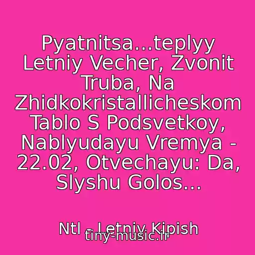 کاور آهنگ Pyatnitsa...teplyy Letniy Vecher, Zvonit Truba, Na Zhidkokristallicheskom Tablo S Podsvetkoy, Nablyudayu Vremya - 22.02, Otvechayu: Da, Slyshu Golos... از Ntl - Letniy Kipish