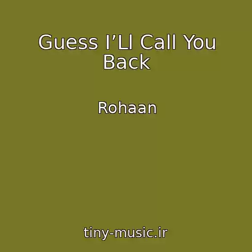 کاور آهنگ Guess I’Ll Call You Back از Rohaan