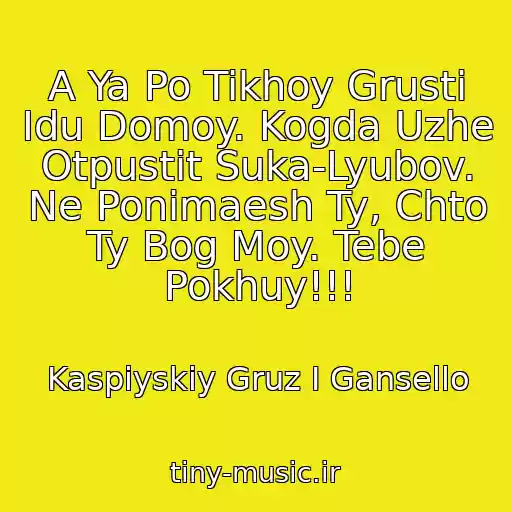 کاور آهنگ A Ya Po Tikhoy Grusti Idu Domoy. Kogda Uzhe Otpustit Suka-Lyubov. Ne Ponimaesh Ty, Chto Ty Bog Moy. Tebe Pokhuy!!! از Kaspiyskiy Gruz I Gansello