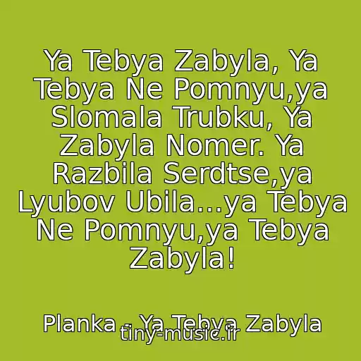 کاور آهنگ Ya Tebya Zabyla, Ya Tebya Ne Pomnyu,ya Slomala Trubku, Ya Zabyla Nomer. Ya Razbila Serdtse,ya Lyubov Ubila...ya Tebya Ne Pomnyu,ya Tebya Zabyla! از Planka - Ya Tebya Zabyla