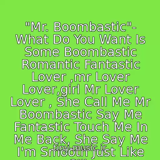 کاور آهنگ "Mr. Boombastic"- What Do You Want Is Some Boombastic Romantic Fantastic Lover ,mr Lover Lover,girl Mr Lover Lover , She Call Me Mr Boombastic Say Me Fantastic Touch Me In Me Back, She Say Me I'm Smooth Just Like Silk از Shaggy